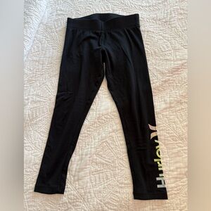 Hurley Black Leggings with Pastel Side Logo size 7/8